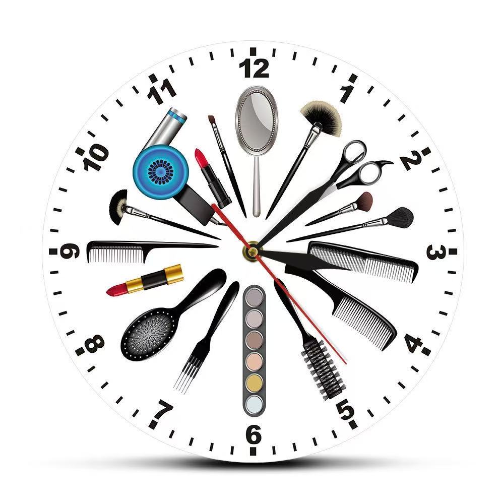 Beauty And Makeup Studio - Horloge murale silencieuse et amusante avec